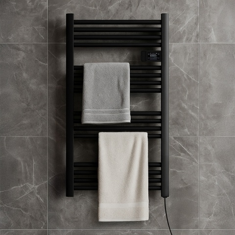 GRZEJNIK ŁAZIENKOWY ELEKTRYCZNY ALUMINIOWY DRABINKA 96x54 500W LOA CZARNY
