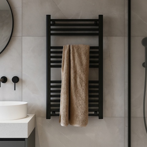 GRZEJNIK ŁAZIENKOWY ŚCIENNY PIONOWY WODNY DRABINKA 90x50 CORSO-BL-2 CZARNY