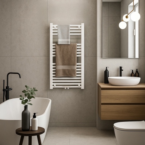 GRZEJNIK ŁAZIENKOWY ŚCIENNY PIONOWY WODNY DRABINKA 90x50 CORSO-WH-2 BIAŁY