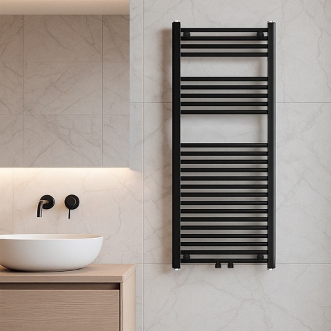 GRZEJNIK ŁAZIENKOWY ŚCIENNY PIONOWY WODNY DRABINKA 120x50 GAMA-BL-2 CZARNY