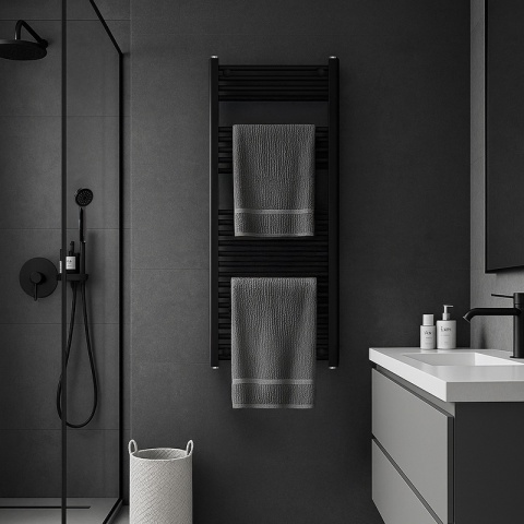 GRZEJNIK ŁAZIENKOWY ŚCIENNY PIONOWY WODNY DRABINKA 120x50 GAMA-BL-2 CZARNY