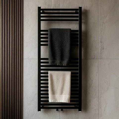 GRZEJNIK ŁAZIENKOWY ŚCIENNY PIONOWY WODNY DRABINKA 120x50 GAMA-BL-2 CZARNY