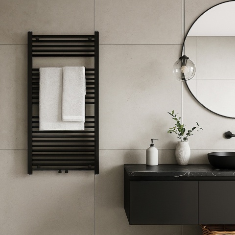 GRZEJNIK ŁAZIENKOWY ŚCIENNY PIONOWY WODNY DRABINKA 120x60 CORSO-BL-1 CZARNY