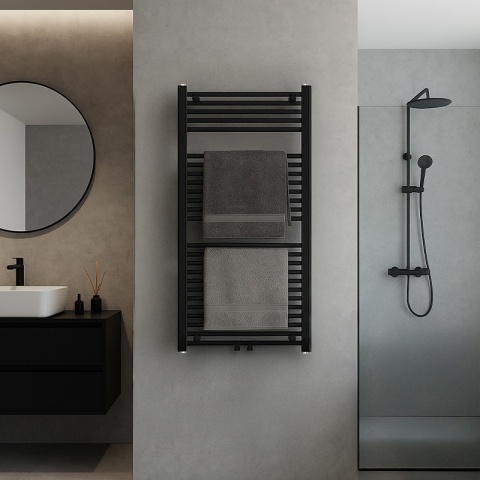 GRZEJNIK ŁAZIENKOWY ŚCIENNY PIONOWY WODNY DRABINKA 120x60 CORSO-BL-1 CZARNY