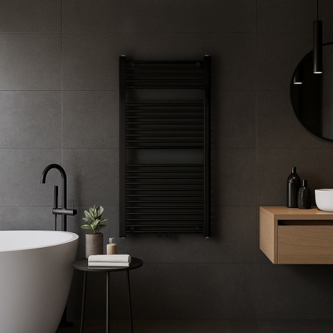 GRZEJNIK ŁAZIENKOWY ŚCIENNY PIONOWY WODNY DRABINKA 120x60 CORSO-BL-1 CZARNY