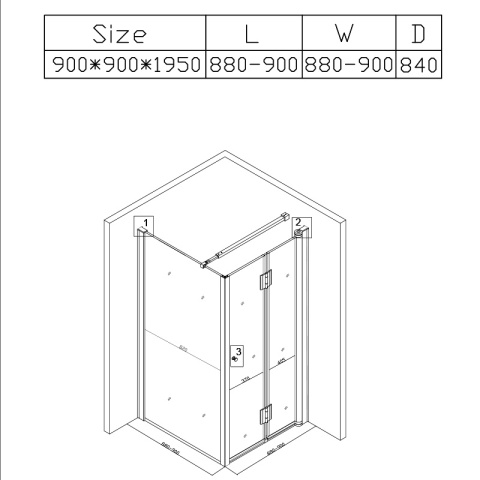 KABINA PRYSZNICOWA KWADRATOWA ZES-KZ1180B-90 CHROM 90x90 CM
