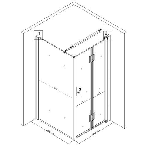 KABINA PRYSZNICOWA KWADRATOWA ZES-KZ1180B-90 CHROM 90x90 CM