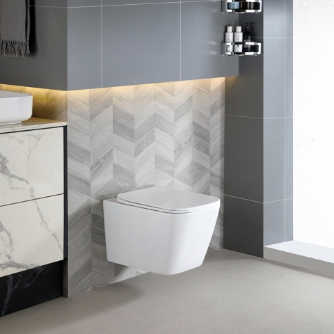 MISKA WC WISZĄCA RIMLESS RAIN-WH-RIM-03 BIAŁA DESKA WOLNOOPADAJĄCA DUROPLAST