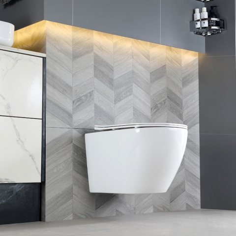 MISKA WC WISZĄCA TORNADO MIZU-WH-TR-03 BIAŁA DESKA WOLNOOPADAJĄCA DUROPLAST