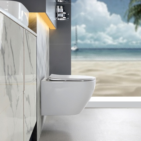 MISKA WC WISZĄCA TORNADO MIZU-WH-TR-03 BIAŁA DESKA WOLNOOPADAJĄCA DUROPLAST