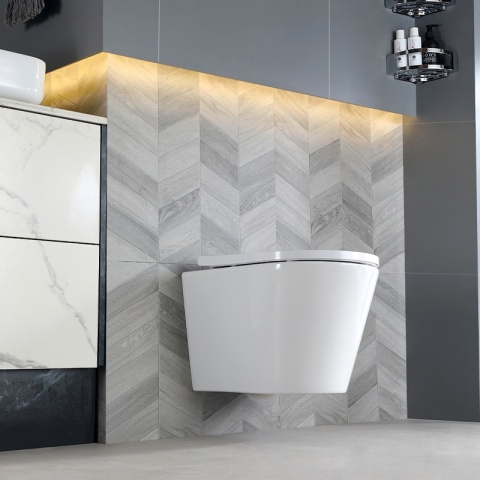 MISKA WC WISZĄCA TORNADO PRIMA-WH-TR-02 BIAŁA DESKA WOLNOOPADAJĄCA DUROPLAST