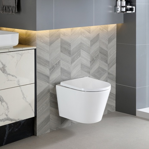 MISKA WC WISZĄCA TORNADO PRIMA-WH-TR-02 BIAŁA DESKA WOLNOOPADAJĄCA DUROPLAST