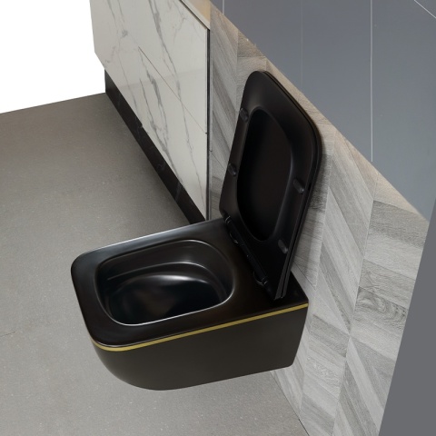 MISKA WC WISZĄCA TORNADO YUZU-MTB-GL-TR-03 CZARNY MAT DESKA WOLNOOPADAJĄCA DUROPLAST