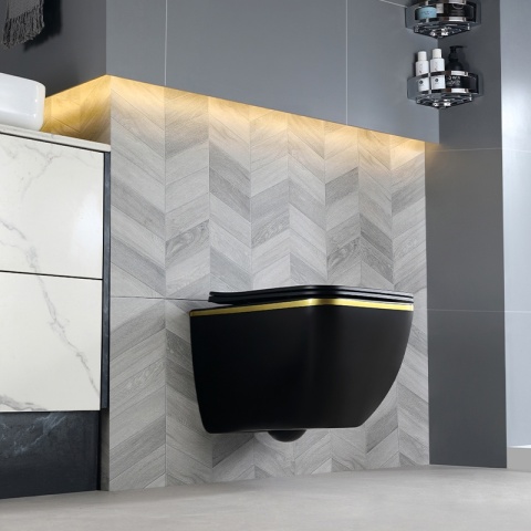 MISKA WC WISZĄCA TORNADO YUZU-MTB-GL-TR-03 CZARNY MAT DESKA WOLNOOPADAJĄCA DUROPLAST