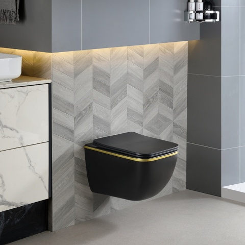 MISKA WC WISZĄCA TORNADO YUZU-MTB-GL-TR-03 CZARNY MAT DESKA WOLNOOPADAJĄCA DUROPLAST