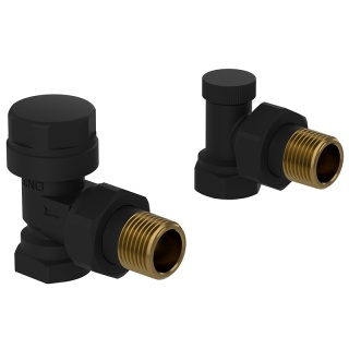 ZAWÓR KĄTOWY GRZEJNIKOWY ZASILAJĄCY ODCINAJĄCY 1/2'' CZARNY ZG-BL-6 ZESTAW