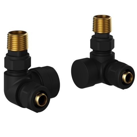 ZAWÓR OSIOWY GRZEJNIKOWY ZASILAJĄCY ODCINAJĄCY 1/2'' CZARNY ZG-BL-1 ZESTAW