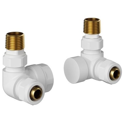 ZAWÓR OSIOWY GRZEJNIKOWY ZASILAJĄCY ODCINAJĄCY 1/2'' BIAŁY ZG-WH-1 ZESTAW