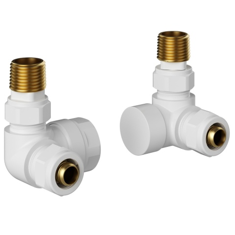 ZAWÓR OSIOWY GRZEJNIKOWY ZASILAJĄCY ODCINAJĄCY 1/2'' BIAŁY ZG-WH-1 ZESTAW