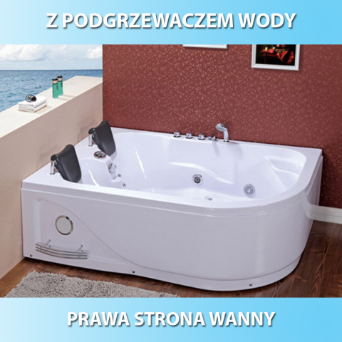 WANNA Z HYDROMASAŻEM CARMEN 631RH PRAWA BIAŁA 180x120 CM