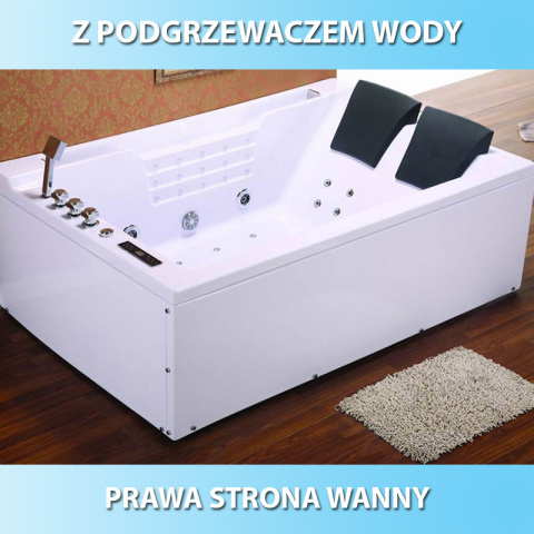 WANNA Z HYDROMASAŻEM Z PODGRZEWACZEM FENIX 606AH PRAWA BIAŁA 180x120 CM