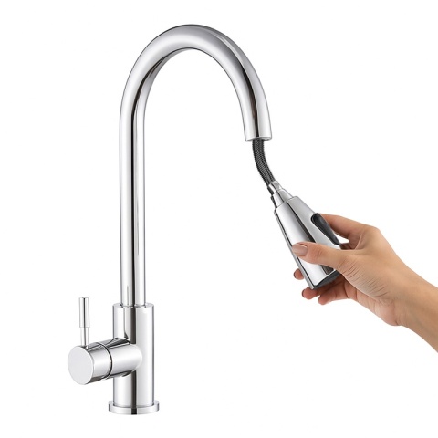 BATERIA KUCHENNA Z WYCIĄGANĄ WYLEWKĄ STOJĄCA NABLATOWA CHROM SELENA