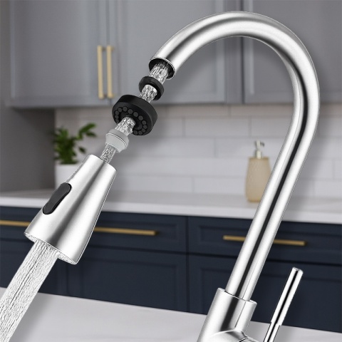 BATERIA KUCHENNA Z WYCIĄGANĄ WYLEWKĄ STOJĄCA NABLATOWA CHROM SELENA