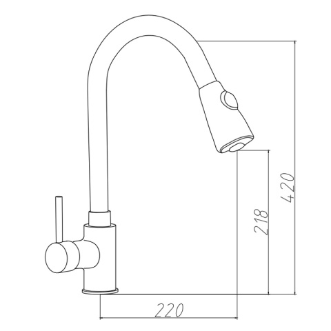 BATERIA KUCHENNA Z WYCIĄGANĄ WYLEWKĄ STOJĄCA NABLATOWA CHROM SELENA