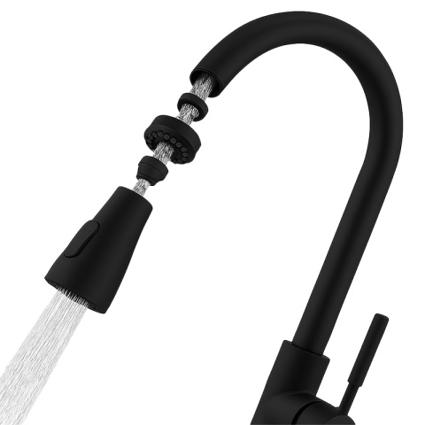 BATERIA KUCHENNA Z WYCIĄGANĄ WYLEWKĄ STOJĄCA NABLATOWA CZARNA SELENA