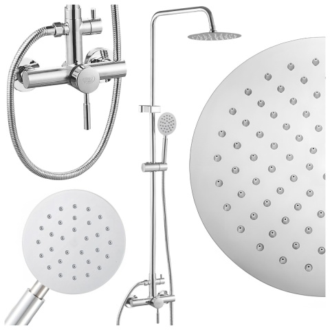 BATERIA PRYSZNICOWA ŁAZIENKOWA ŚCIENNA ZESTAW Z DESZCZOWNICĄ MILTON CHROM