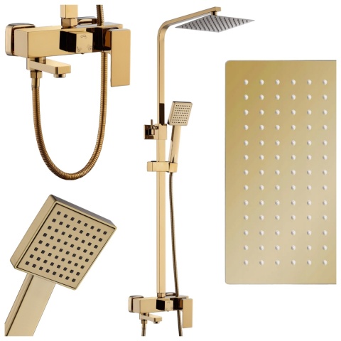BATERIA PRYSZNICOWA ŁAZIENKOWA Z DESZCZOWNICĄ NATRYSKOWA F170C-GL ZŁOTA