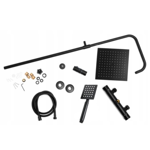 BATERIA PRYSZNICOWA ŁAZIENKOWA Z DESZCZOWNICĄ TERMOSTATEM T151B CZARNA