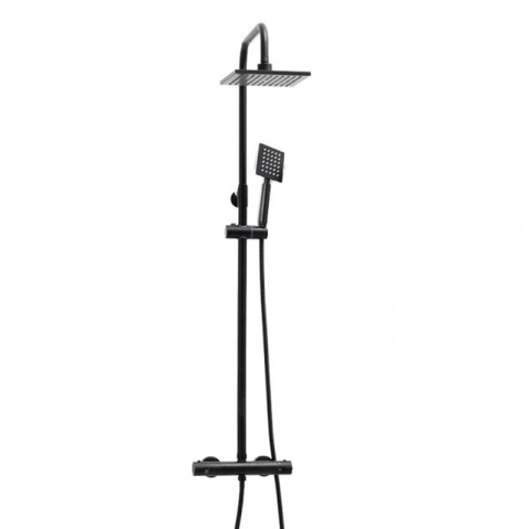 BATERIA PRYSZNICOWA ŁAZIENKOWA Z DESZCZOWNICĄ TERMOSTATEM T151B CZARNA