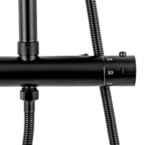 BATERIA PRYSZNICOWA ŁAZIENKOWA Z DESZCZOWNICĄ TERMOSTATEM T151B CZARNA