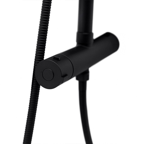 BATERIA PRYSZNICOWA ŁAZIENKOWA Z DESZCZOWNICĄ TERMOSTATEM T151B CZARNA