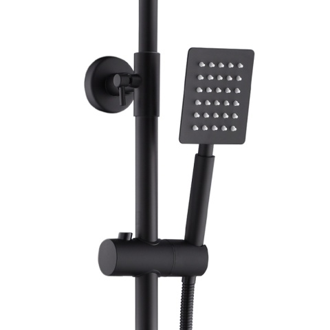 BATERIA PRYSZNICOWA ŁAZIENKOWA Z DESZCZOWNICĄ TERMOSTATEM T151B CZARNA