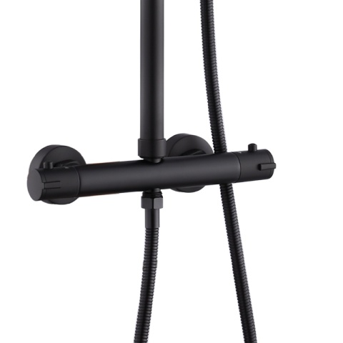 BATERIA PRYSZNICOWA ŁAZIENKOWA Z DESZCZOWNICĄ TERMOSTATEM T151B CZARNA