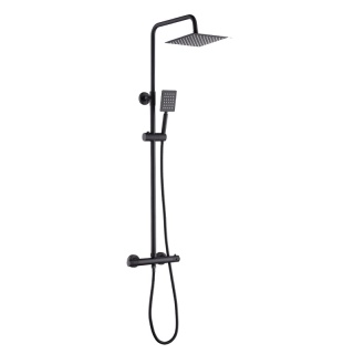 BATERIA PRYSZNICOWA ŁAZIENKOWA Z DESZCZOWNICĄ TERMOSTATEM T151B CZARNA