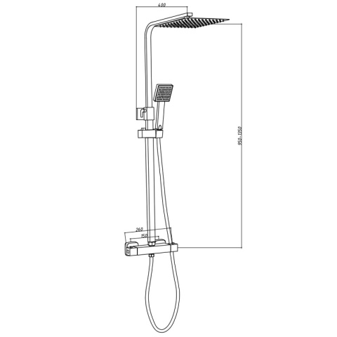 BATERIA PRYSZNICOWA ŁAZIENKOWA Z DESZCZOWNICĄ TERMOSTATEM T153B-BL CZARNA