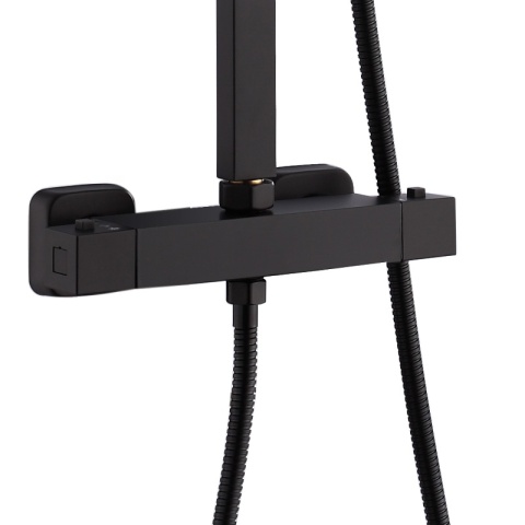 BATERIA PRYSZNICOWA ŁAZIENKOWA Z DESZCZOWNICĄ TERMOSTATEM T153B-BL CZARNA