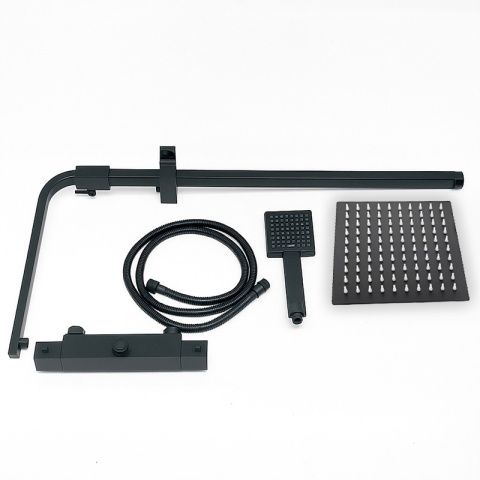 BATERIA PRYSZNICOWA ŁAZIENKOWA Z DESZCZOWNICĄ TERMOSTATEM T153B-BL CZARNA