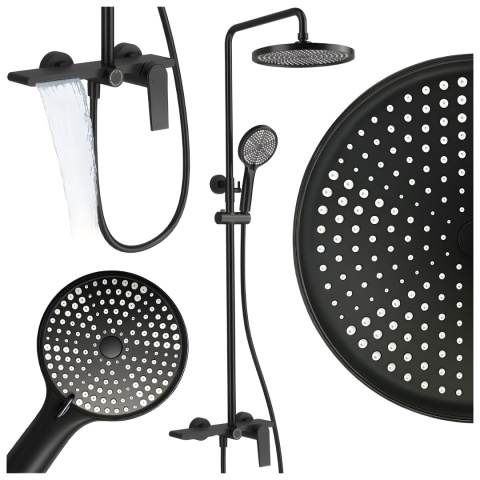 BATERIA PRYSZNICOWA ŁAZIENKOWA ZESTAW Z DESZCZOWNICĄ AMANDA-BL CZARNA