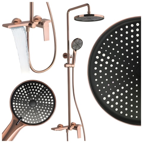 BATERIA PRYSZNICOWA ŁAZIENKOWA ZESTAW Z DESZCZOWNICĄ AMANDA RÓŻOWE ZŁOTO