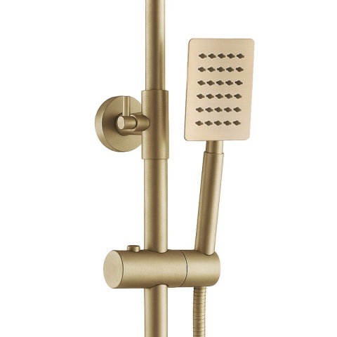 BATERIA PRYSZNICOWA Z TERMOSTATEM DESZCZOWNICĄ T151 ZŁOTA SZCZOTKOWANA