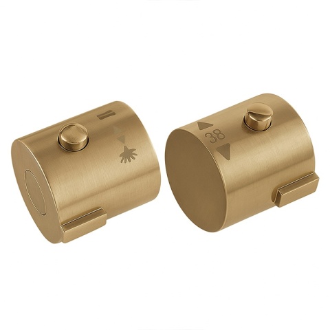 BATERIA PRYSZNICOWA Z TERMOSTATEM DESZCZOWNICĄ T151 ZŁOTA SZCZOTKOWANA