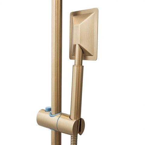 BATERIA PRYSZNICOWA Z TERMOSTATEM DESZCZOWNICĄ T151 ZŁOTA SZCZOTKOWANA