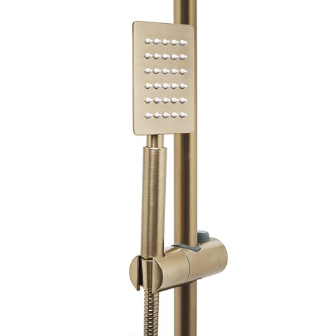 BATERIA PRYSZNICOWA Z TERMOSTATEM DESZCZOWNICĄ T151 ZŁOTA SZCZOTKOWANA