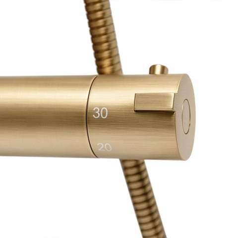 BATERIA PRYSZNICOWA Z TERMOSTATEM DESZCZOWNICĄ T151 ZŁOTA SZCZOTKOWANA