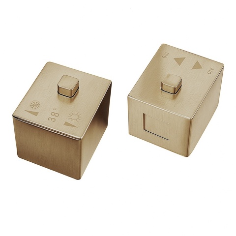 BATERIA PRYSZNICOWA Z TERMOSTATEM DESZCZOWNICĄ T153 ZŁOTA SZCZOTKOWANA