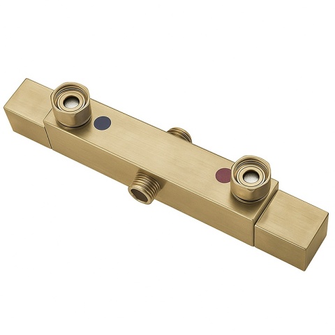 BATERIA PRYSZNICOWA Z TERMOSTATEM DESZCZOWNICĄ T153 ZŁOTA SZCZOTKOWANA